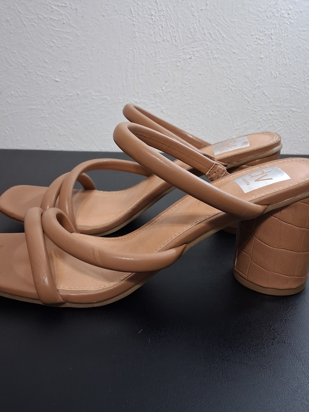 Dolce Vita Tan Padded Tubular Strap Block Heel Sandals